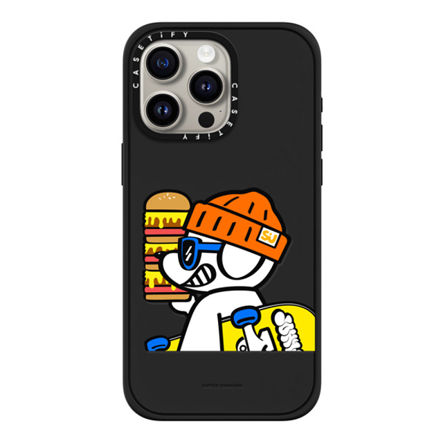 Skater JOHN x CASETiFY iPhone 15 Pro Max ケース マットブラック インパクトケース MagSafe対応 What's UP JOHN! (Mega burger)