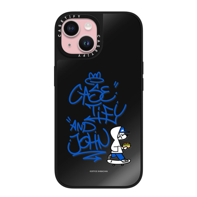 Skater JOHN x CASETiFY iPhone 15 ケース Black on Black ミラーケース MagSafe対応 CASETiFY AND JOHN (graffiti)