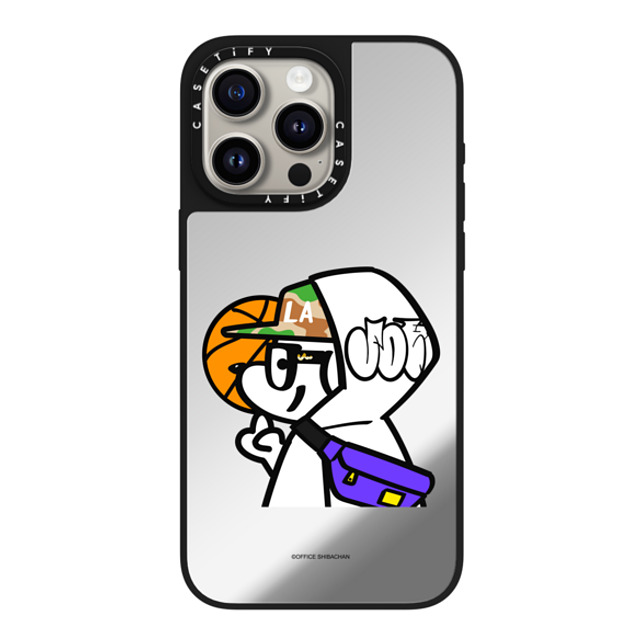 Skater JOHN x CASETiFY iPhone 15 Pro Max ケース Silver on Black ミラーケース MagSafe対応 What's UP JOHN! (Basketball player)