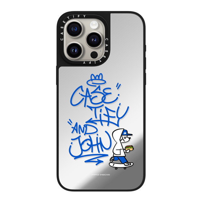 Skater JOHN x CASETiFY iPhone 15 Pro Max ケース Silver on Black ミラーケース MagSafe対応 CASETiFY AND JOHN (graffiti)