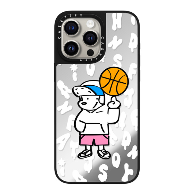 Skater JOHN x CASETiFY iPhone 15 Pro Max ケース Silver on Black ミラーケース MagSafe対応 CASETiFY AND JOHN (basketball)