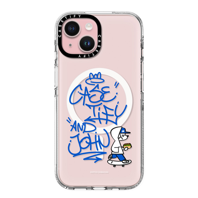 Skater JOHN x CASETiFY iPhone 15 ケース クリア クリア ケース MagSafe対応 CASETiFY AND JOHN (graffiti)