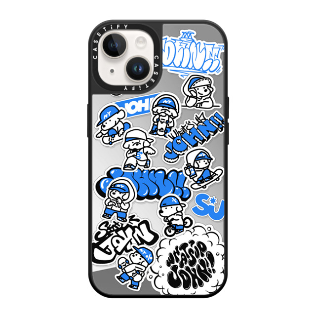 Skater JOHN x CASETiFY iPhone 14 Case Dog,Sport Silver on Black ~[P[X MagSafeΉ mini JOHN