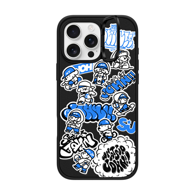 Skater JOHN x CASETiFY iPhone 16 Pro Max ケース マットブラック インパクトリングスタンドケース MagSafe対応 miniJOHN