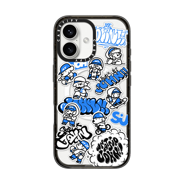 Skater JOHN x CASETiFY iPhone 16 ケース ブラック インパクトケース MagSafe対応 miniJOHN