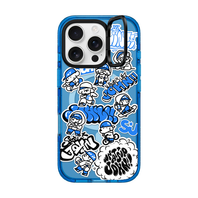 Skater JOHN x CASETiFY iPhone 16 Pro ケース スカイブルー インパクトリングスタンドケース MagSafe対応 miniJOHN
