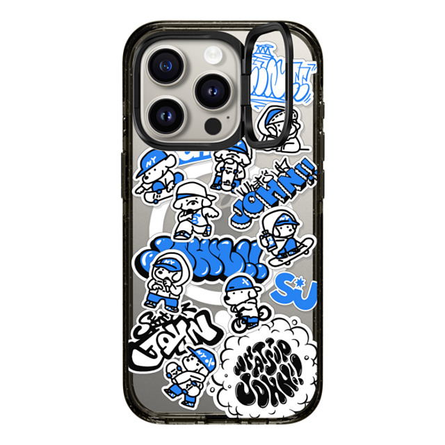 Skater JOHN x CASETiFY iPhone 15 Pro ケース ブラック インパクトリングスタンドケース MagSafe対応 miniJOHN