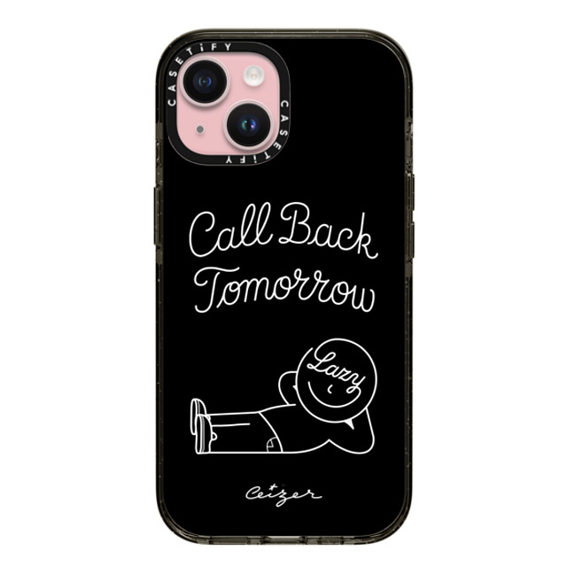 Pieter Ceizer x CASETiFY iPhone 15 Case Cartoon,Quote Black Impact Case MagSafe Compatible Call Back Tomorrow (Black) By Ceizer Mother's Day Pieter Ceizer x CASETiFY iPhone 15 Case Cartoon,Quote Black Impact Case MagSafe Compatible Call Back Tomorrow (Black) By Ceizer Mother's Day