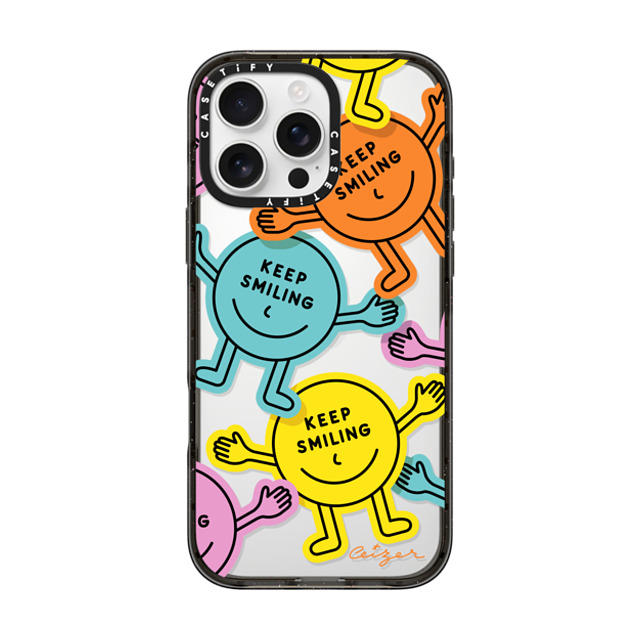 Pieter Ceizer x CASETiFY iPhone 16 Pro Max Case Sticker,Cartoon ブラック インパクトケース Keep Smiling By Ceizer Mother's Day Pieter Ceizer x CASETiFY iPhone 16 Pro Max Case Sticker,Cartoon ブラック インパクトケース Keep Smiling By Ceizer Mother's Day