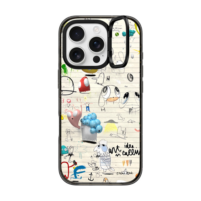 Edgar Plans x CASETiFY iPhone 16 Pro ケース ブラック インパクトリングスタンドケース MagSafe対応 Art Notes: ART IS CALLING