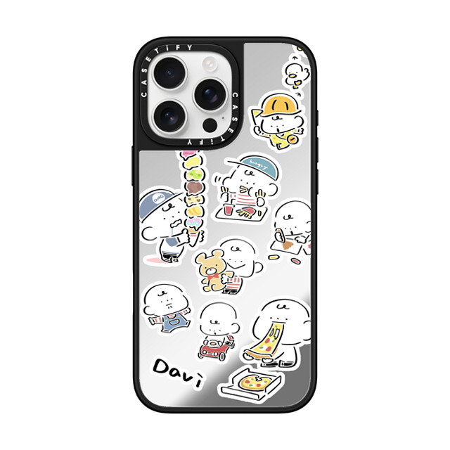 Davi x CASETiFY iPhone 16 Pro Max ケース Cartoon Silver on Black ミラーケース MagSafe対応 CUTE DAVIS Father's Day Davi x CASETiFY iPhone 16 Pro Max ケース Cartoon Silver on Black ミラーケース MagSafe対応 CUTE DAVIS Father's Day
