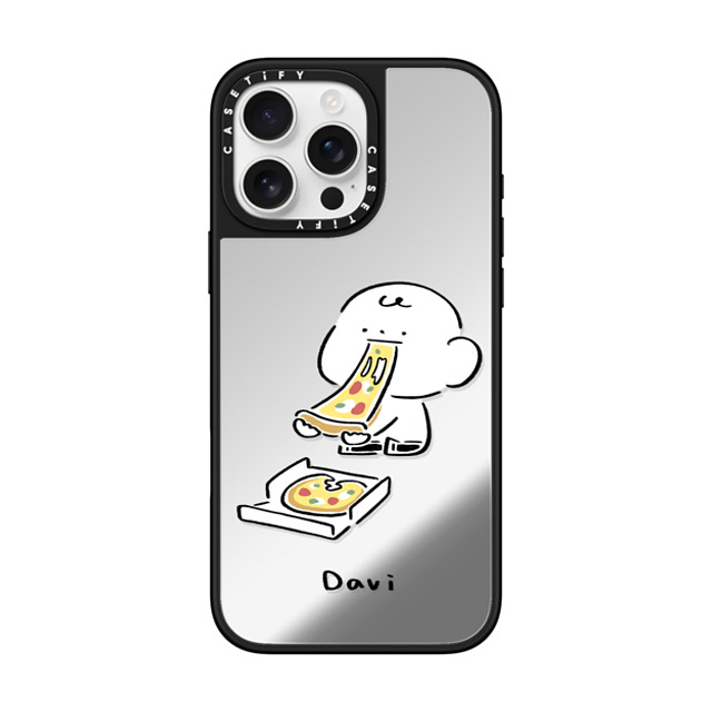 Davi x CASETiFY iPhone 16 Pro Max ケース Cartoon Silver on Black ミラーケース MagSafe対応 PIZZA!!! Father's Day Davi x CASETiFY iPhone 16 Pro Max ケース Cartoon Silver on Black ミラーケース MagSafe対応 PIZZA!!! Father's Day