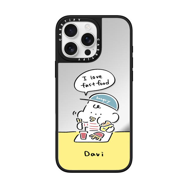 Davi x CASETiFY iPhone 16 Pro Max Case Cartoon Silver on Black ミラーケース MagSafe対応 I love fast food Mother's Day Davi x CASETiFY iPhone 16 Pro Max Case Cartoon Silver on Black ミラーケース MagSafe対応 I love fast food Mother's Day