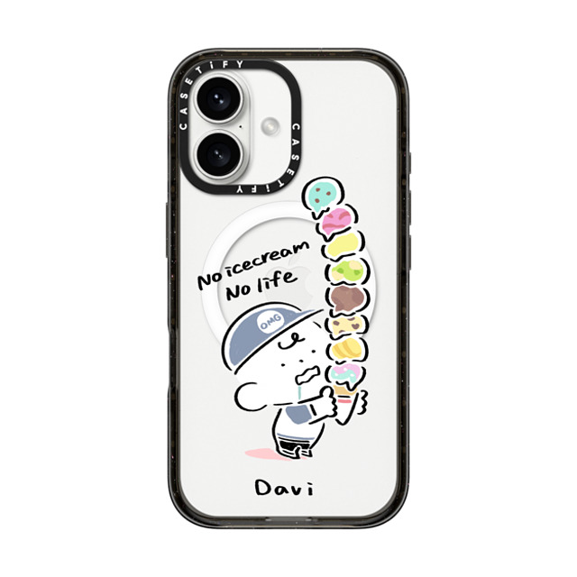 Davi x CASETiFY iPhone 16 Case Cartoon,Dessert Black Impact Case MagSafe Compatible No icecream No life Mother's Day Davi x CASETiFY iPhone 16 Case Cartoon,Dessert Black Impact Case MagSafe Compatible No icecream No life Mother's Day