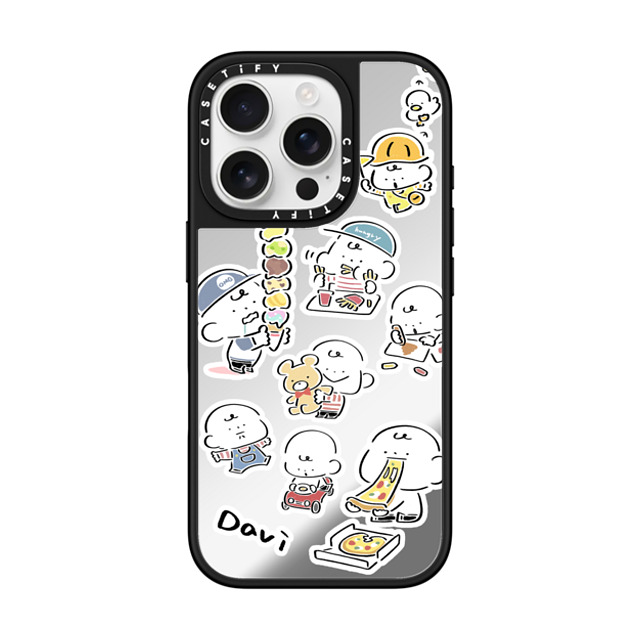 Davi x CASETiFY iPhone 16 Pro Case Cartoon Silver on Black ミラーケース MagSafe対応 CUTE DAVIS Mother's Day Davi x CASETiFY iPhone 16 Pro Case Cartoon Silver on Black ミラーケース MagSafe対応 CUTE DAVIS Mother's Day