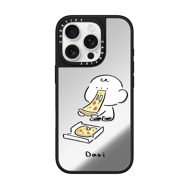 Davi x CASETiFY iPhone 16 Pro Case Cartoon Silver on Black ミラーケース MagSafe対応 PIZZA!!! Mother's Day Davi x CASETiFY iPhone 16 Pro Case Cartoon Silver on Black ミラーケース MagSafe対応 PIZZA!!! Mother's Day