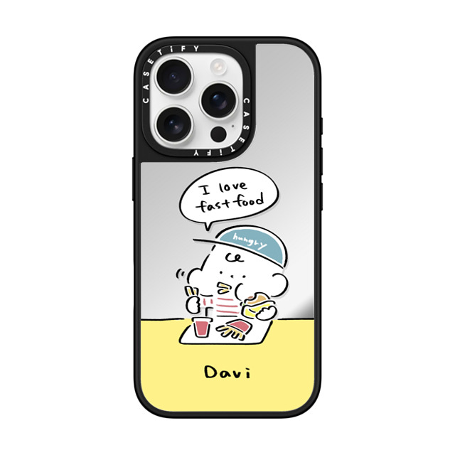 Davi x CASETiFY iPhone 16 Pro Case Cartoon Silver on Black ミラーケース MagSafe対応 I love fast food Mother's Day Davi x CASETiFY iPhone 16 Pro Case Cartoon Silver on Black ミラーケース MagSafe対応 I love fast food Mother's Day