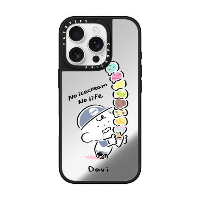 Davi x CASETiFY iPhone 16 Pro Case Cartoon,Dessert Silver on Black ミラーケース MagSafe対応 No icecream No life Mother's Day Davi x CASETiFY iPhone 16 Pro Case Cartoon,Dessert Silver on Black ミラーケース MagSafe対応 No icecream No life Mother's Day