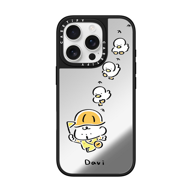 Davi x CASETiFY iPhone 16 Pro Case Cartoon Silver on Black ミラーケース MagSafe対応 DUCK DUCK DUCK Mother's Day Davi x CASETiFY iPhone 16 Pro Case Cartoon Silver on Black ミラーケース MagSafe対応 DUCK DUCK DUCK Mother's Day