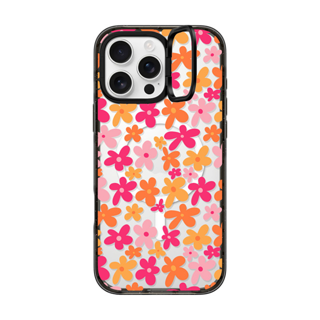 Designed By Blythe x CASETiFY iPhone 16 Pro Max ケース ブラック インパクトリングスタンドケース MagSafe対応 Groovy Florals by Blythe