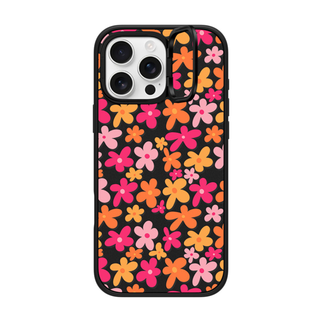 Designed By Blythe x CASETiFY iPhone 16 Pro Max ケース マットブラック インパクトリングスタンドケース MagSafe対応 Groovy Florals by Blythe