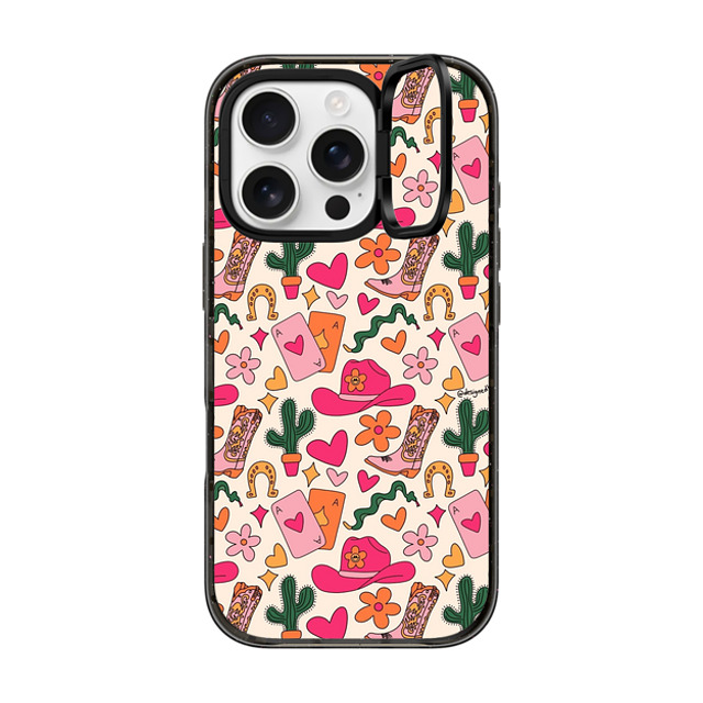 Designed By Blythe x CASETiFY iPhone 16 Pro ケース ブラック インパクトリングスタンドケース MagSafe対応 Cowgirl Collage by Blythe