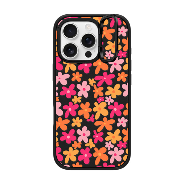 Designed By Blythe x CASETiFY iPhone 16 Pro ケース マットブラック インパクトリングスタンドケース MagSafe対応 Groovy Florals by Blythe