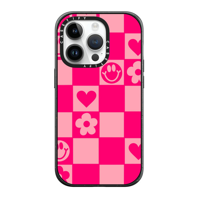 Designed By Blythe x CASETiFY iPhone 14 Pro ケース マットブラック インパクトケース MagSafe対応 Retro Daisy Grid