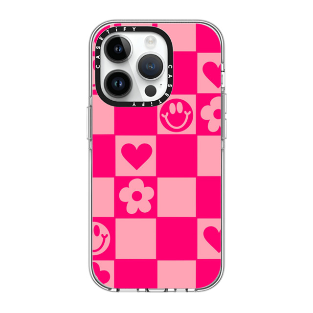 Designed By Blythe x CASETiFY iPhone 14 Pro ケース クリア クリア ケース MagSafe対応 Retro Daisy Grid