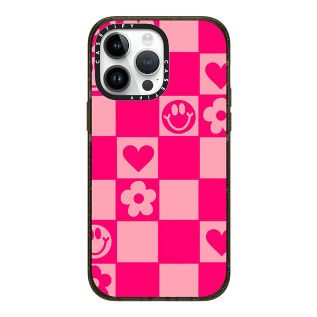 Designed By Blythe x CASETiFY iPhone 14 Pro Max ケース ブラック インパクトケース MagSafe対応 Retro Daisy Grid