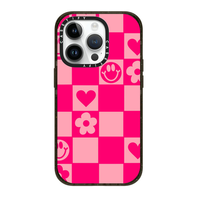 Designed By Blythe x CASETiFY iPhone 14 Pro ケース ブラック インパクトケース MagSafe対応 Retro Daisy Grid