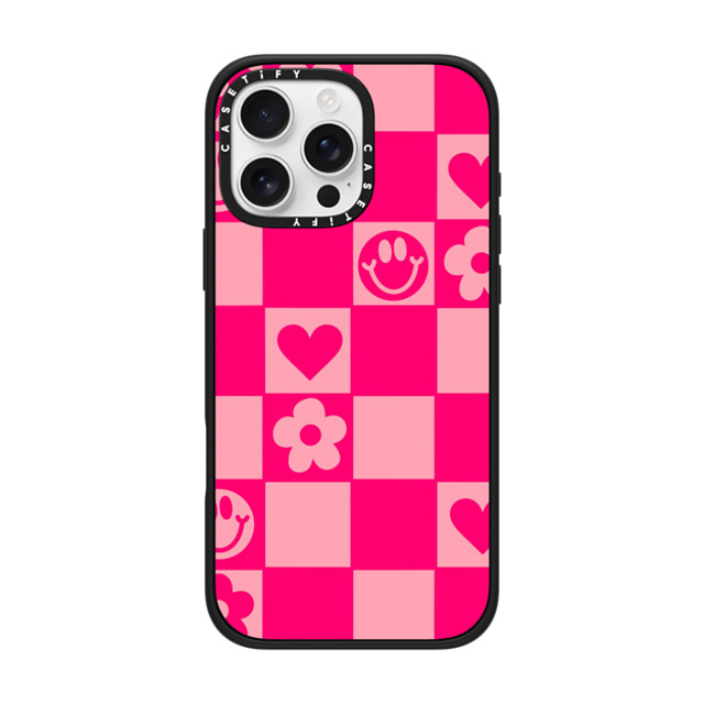 Designed By Blythe x CASETiFY iPhone 16 Pro Max ケース マットブラック インパクトケース MagSafe対応 Retro Daisy Grid