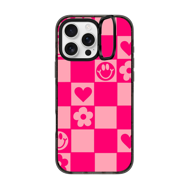 Designed By Blythe x CASETiFY iPhone 16 Pro Max ケース ブラック インパクトリングスタンドケース MagSafe対応 Retro Daisy Grid