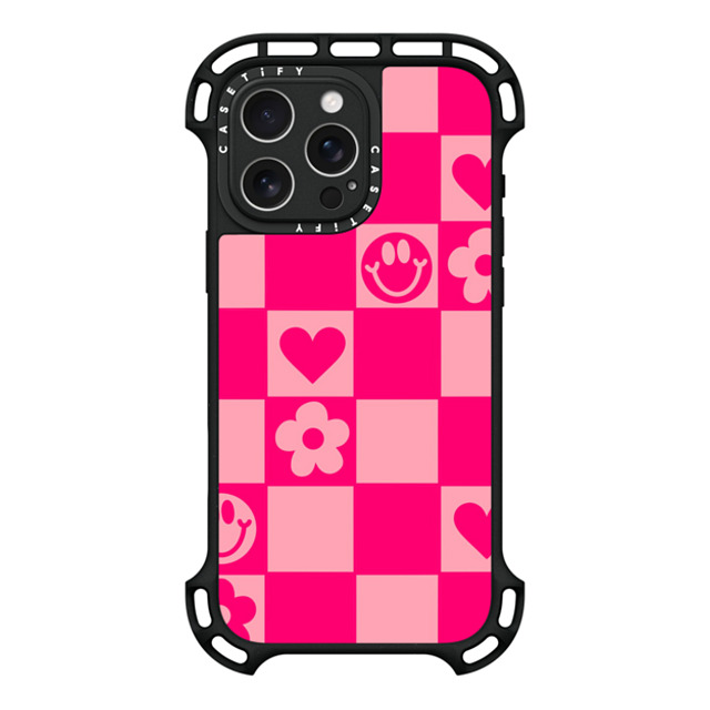 Designed By Blythe x CASETiFY iPhone 16 Pro Max ケース ブラック ウルトラ バウンスケース MagSafe対応 Retro Daisy Grid