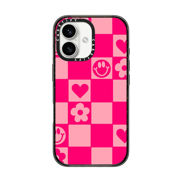 Designed By Blythe x CASETiFY iPhone 16 ケース ブラック インパクトケース MagSafe対応 Retro Daisy Grid