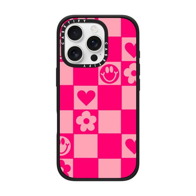 Designed By Blythe x CASETiFY iPhone 16 Pro ケース マットブラック インパクトケース MagSafe対応 Retro Daisy Grid