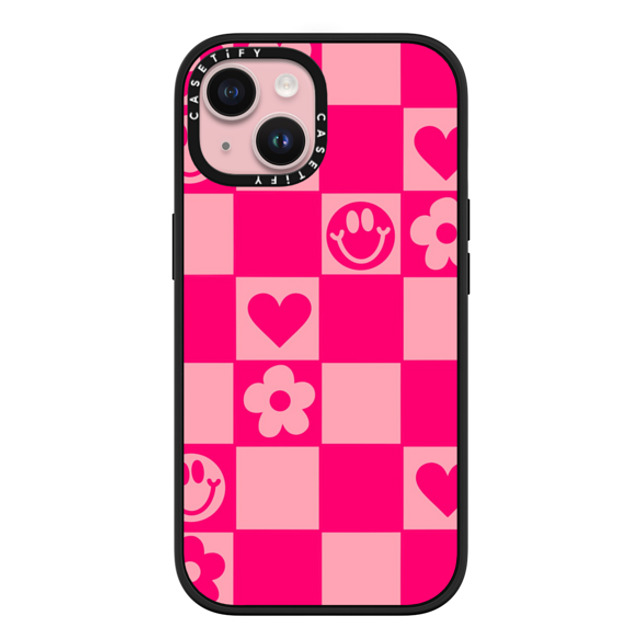 Designed By Blythe x CASETiFY iPhone 15 ケース マットブラック インパクトケース MagSafe対応 Retro Daisy Grid