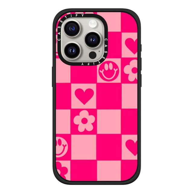 Designed By Blythe x CASETiFY iPhone 15 Pro ケース マットブラック インパクトケース MagSafe対応 Retro Daisy Grid