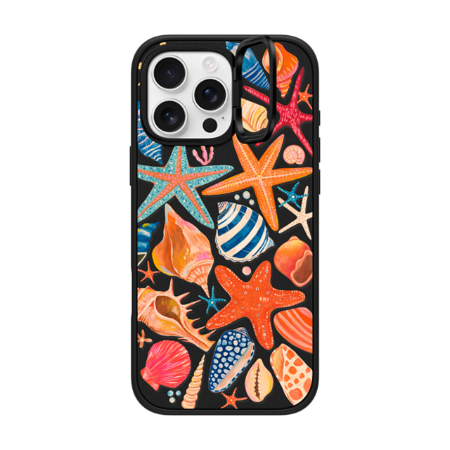 Grace Andersson x CASETiFY iPhone 16 Pro Max ケース マットブラック インパクトリングスタンドケース MagSafe対応 Sea Shells by Grace Andersson