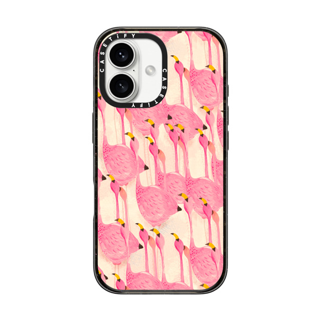 Grace Andersson x CASETiFY iPhone 16 Case Animal,Nature Black Impact Case Flamingo March by Grace Andersson Back to School Grace Andersson x CASETiFY iPhone 16 Case Animal,Nature Black Impact Case Flamingo March by Grace Andersson Back to School