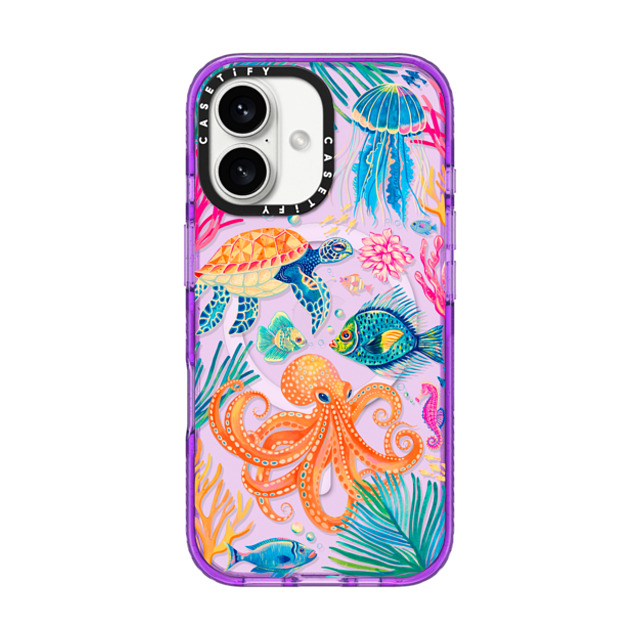 Grace Andersson x CASETiFY iPhone 16 ケース パープル インパクトケース MagSafe対応 Under the Sea 2 by Grace Andersson