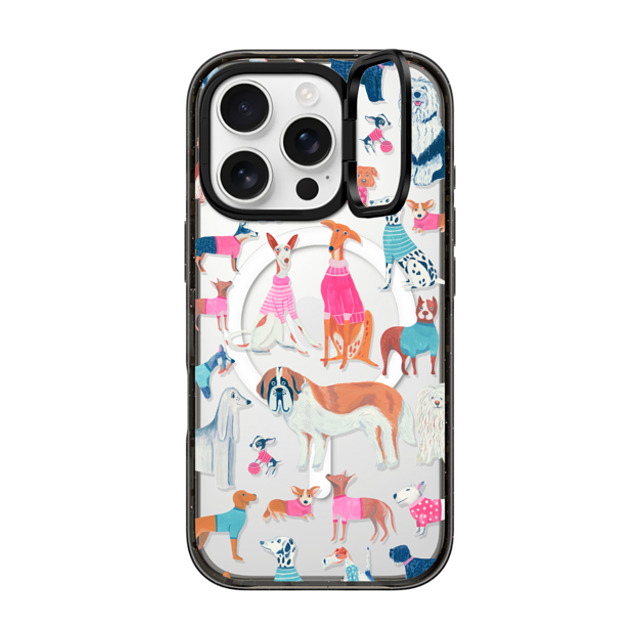 Grace Andersson x CASETiFY iPhone 16 Pro ケース ブラック インパクトリングスタンドケース MagSafe対応 Dogs by Grace Andersson