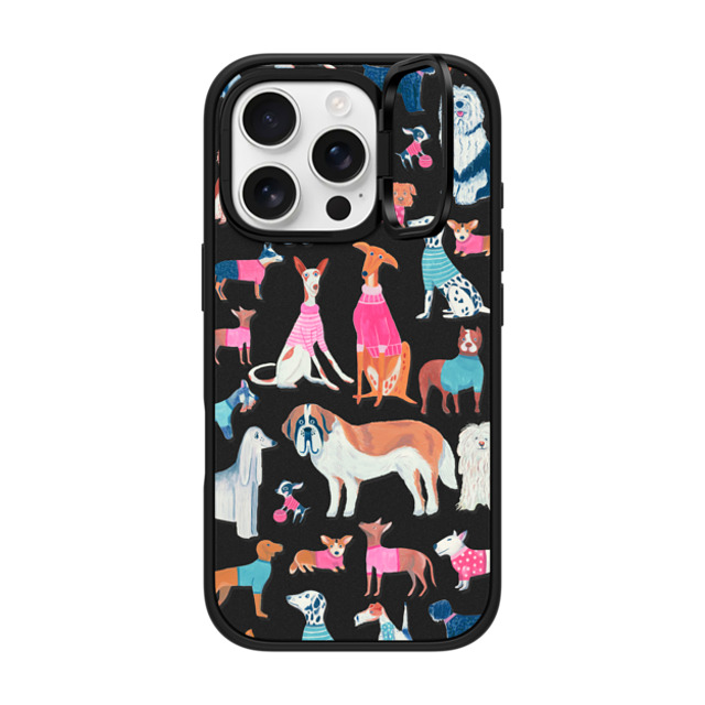 Grace Andersson x CASETiFY iPhone 16 Pro ケース マットブラック インパクトリングスタンドケース MagSafe対応 Dogs by Grace Andersson