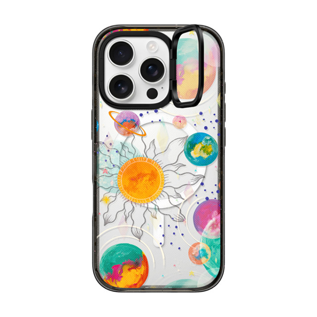 Grace Andersson x CASETiFY iPhone 16 Pro ケース ブラック インパクトリングスタンドケース MagSafe対応 Intergalactic by Grace Andersson