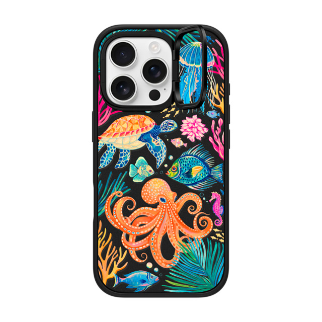 Grace Andersson x CASETiFY iPhone 16 Pro ケース マットブラック インパクトリングスタンドケース MagSafe対応 Under the Sea 2 by Grace Andersson