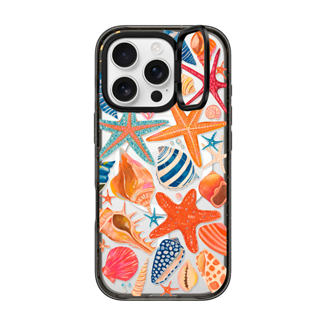 Grace Andersson x CASETiFY iPhone 16 Pro ケース ブラック インパクトリングスタンドケース MagSafe対応 Sea Shells by Grace Andersson