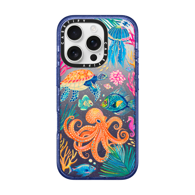Grace Andersson x CASETiFY iPhone 16 Pro ケース Glitter Indigo インパクトケース MagSafe対応 Under the Sea 2 by Grace Andersson