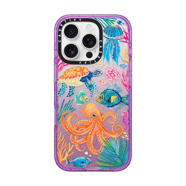 Grace Andersson x CASETiFY iPhone 16 Pro ケース Glitter Purple インパクトケース MagSafe対応 Under the Sea 2 by Grace Andersson