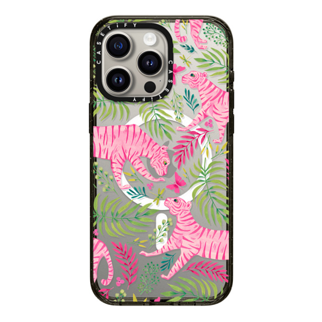 Grace Andersson x CASETiFY iPhone 15 Pro Max Case Animal,Nature Black Impact Case MagSafe Compatible Pink Tigers by Grace Andersson Mother's Day Grace Andersson x CASETiFY iPhone 15 Pro Max Case Animal,Nature Black Impact Case MagSafe Compatible Pink Tigers by Grace Andersson Mother's Day