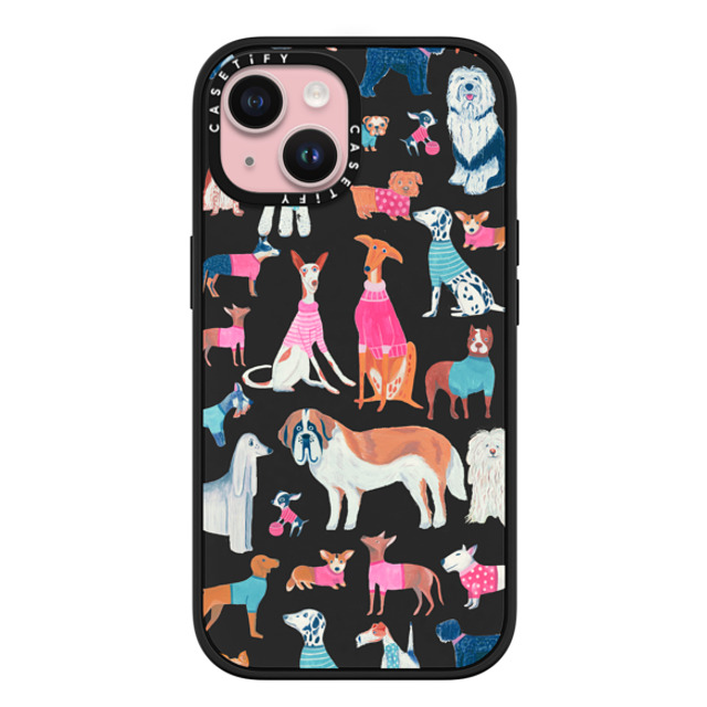 Grace Andersson x CASETiFY iPhone 15 ケース マットブラック インパクトケース MagSafe対応 Dogs by Grace Andersson